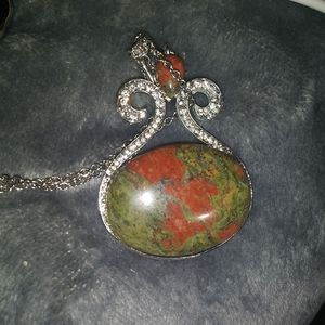 Bloodstone necklace and quartz bracelet